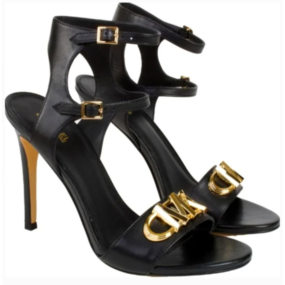 Michael Michael Kors Parker Sandals Ankle Strap High Heel Black NEW 9 - Picture 2 of 10